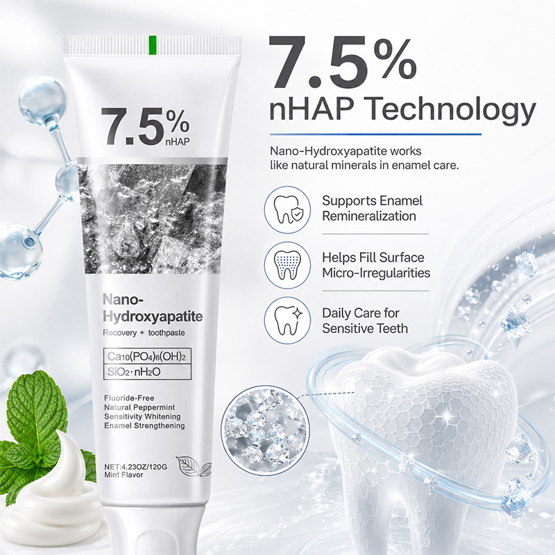 Teeth Whitening Toothpaste - 5/6個入り 7.5% nHAP ナノハイドロキシアパタイト歯磨き粉 120g フッ素フリー