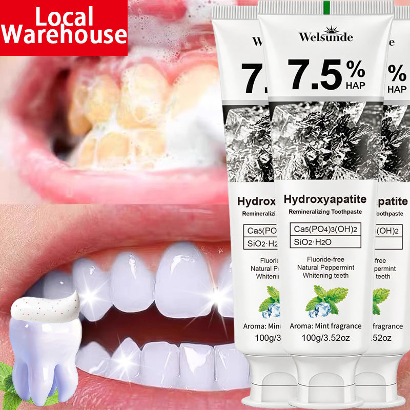 Teeth Whitening Promotion - 1/3個入り 9Dホワイトハイドロキシアパタイト再石灰化歯磨き粉、歯を白くし、日々の再石灰化を促進、表面の汚れを除去するために深く洗浄・研磨、ミントの爽やかな息、笑顔に輝きを加えます。