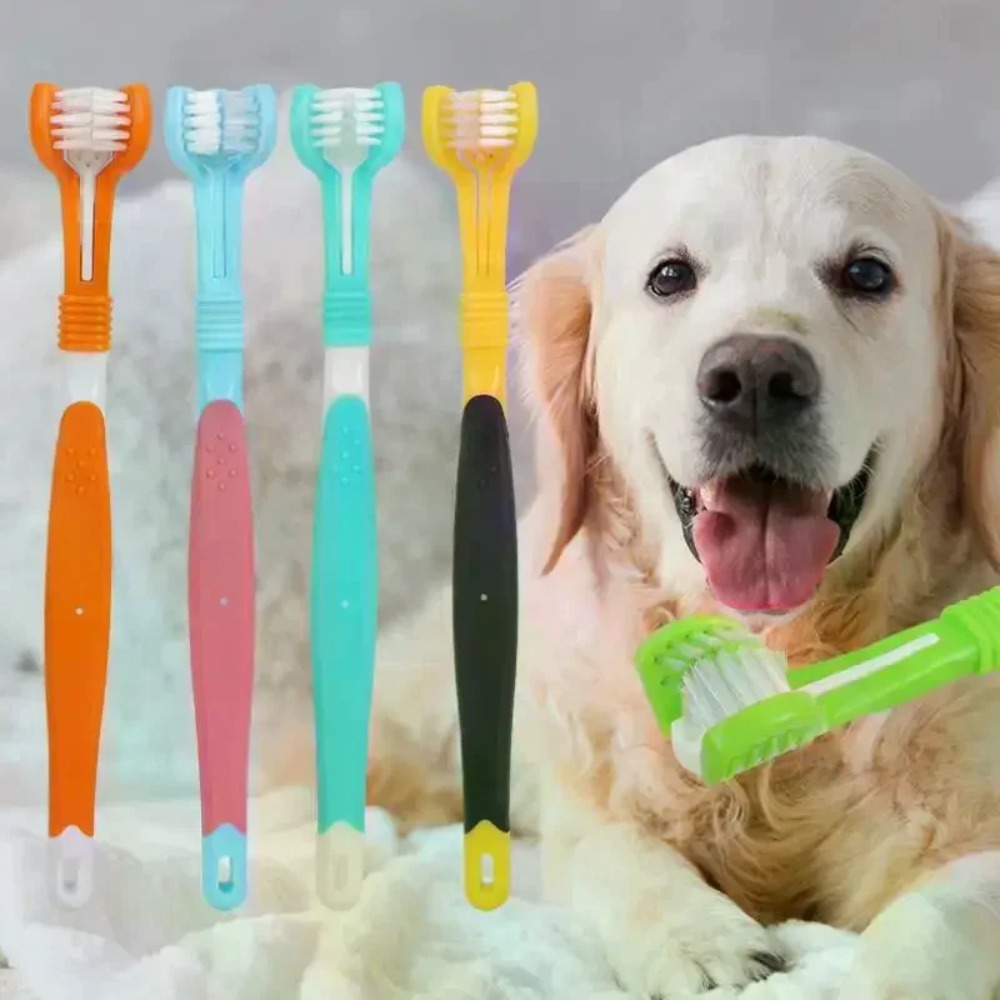 3面ペット歯ブラシ犬猫歯科口腔ケアブラシ口臭歯石除去プラスチ - Teeth Whitening Brush のレビューと価格