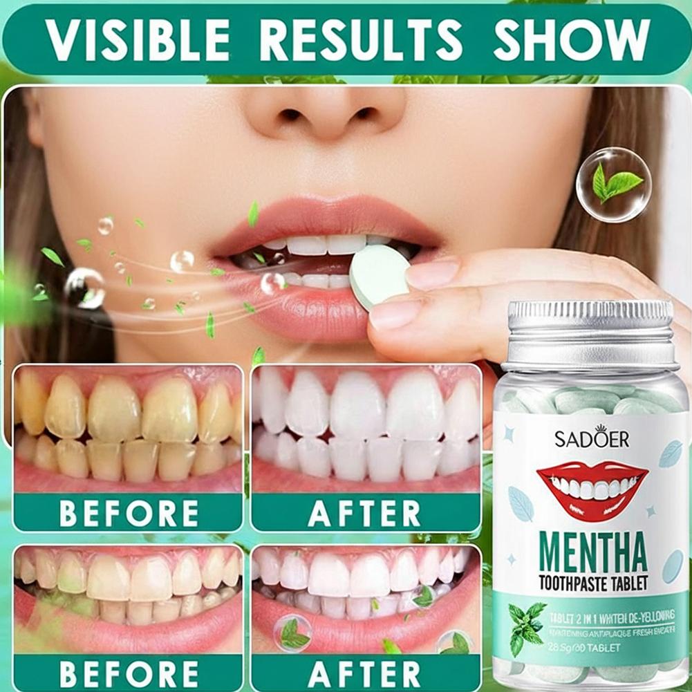 30 個固形歯磨き粉タブレット歯のホワイトニングチュアブルマ - Teeth Whitening Toothpaste のレビューと価格