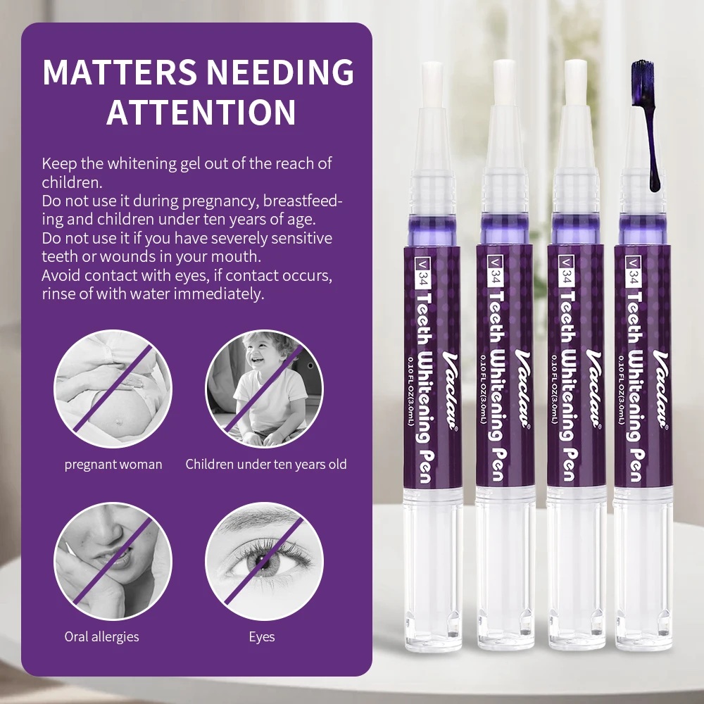 ヴァクラフV34 パープル歯のホワイトニングジェルペン。即効 - Teeth Whitening Gel Pen のレビューと価格